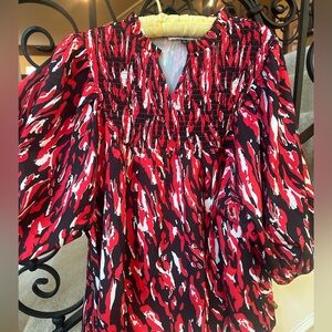 Women’s red and black shirt, v neck, size medium